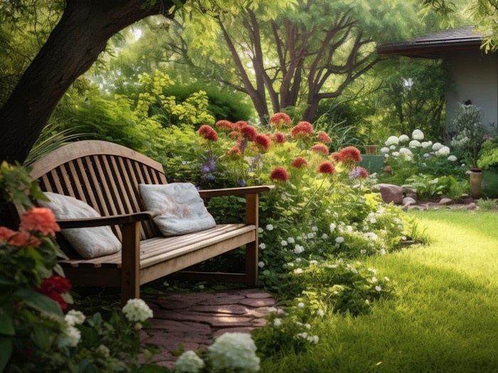 A wooden bench.